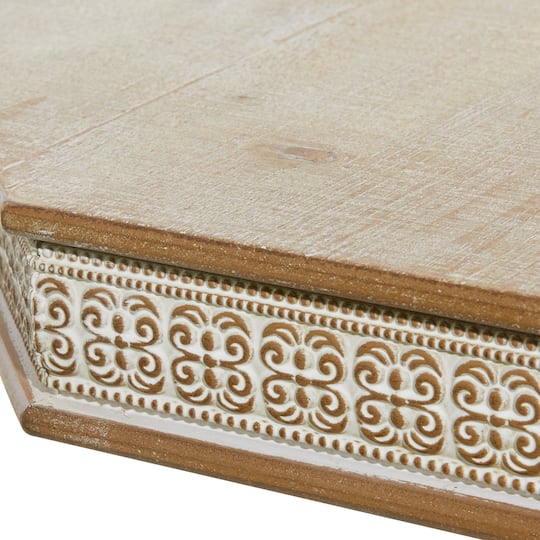 Brown Farmhouse Wood Accent Table, 30" x 28"